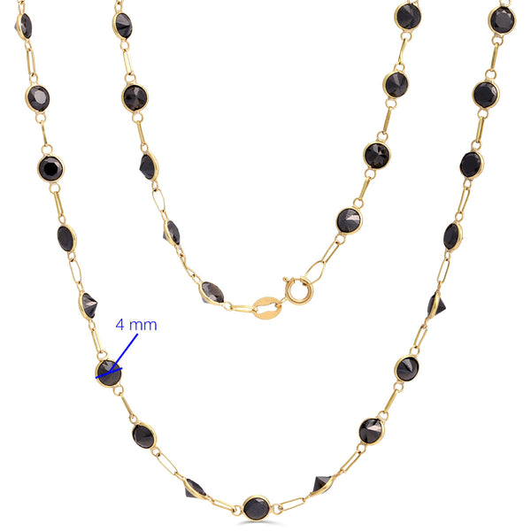 Colar de Ouro Amarelo com Pedras Sinteticas Negras - 41 cm