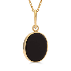 Pingente  Pedra Negra Oval em Ouro Amarelo 18k
