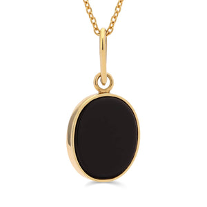 Pingente  Pedra Negra Oval em Ouro Amarelo 18k