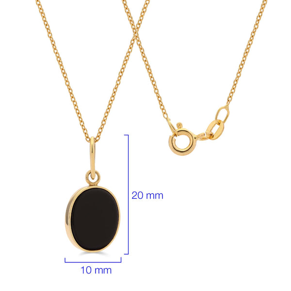 Pingente  Pedra Negra Oval em Ouro Amarelo 18k