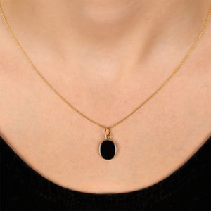 Pingente  Pedra Negra Oval em Ouro Amarelo 18k