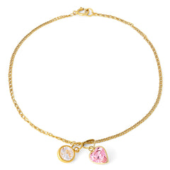 Pulseira Elos Groumet com Berloques Pedra Sintetica Au Am 18k