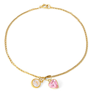 Pulseira Elos Groumet com Berloques Pedra Sintetica Au Am 18k