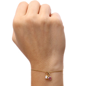 Pulseira Elos Groumet com Berloques Pedra Sintetica Au Am 18k