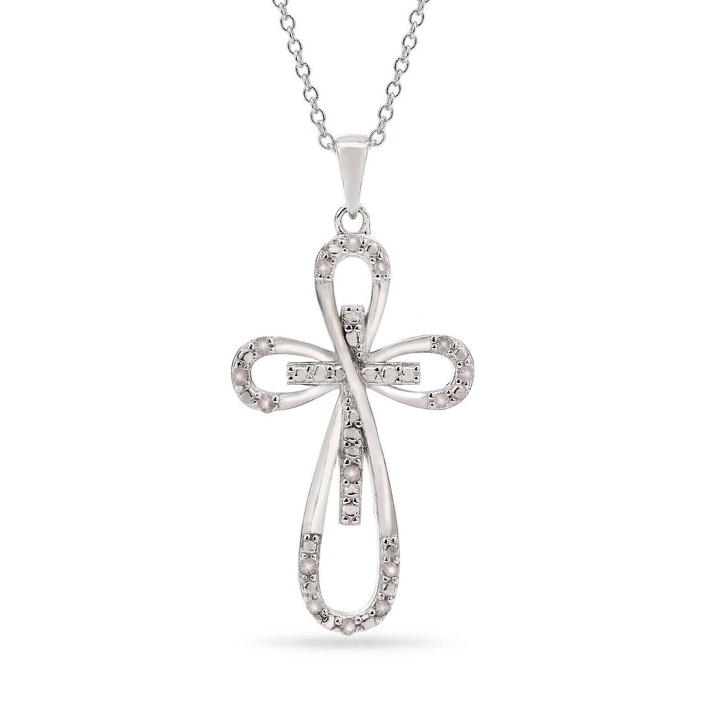 Pingente em Prata 925 Cruz com Diamantes