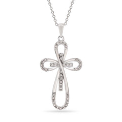 Pingente em Prata 925 Cruz com Diamantes