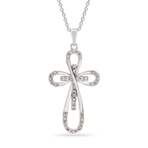 Pingente em Prata 925 Cruz com Diamantes