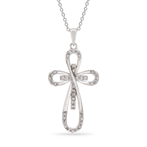 Pingente em Prata 925 Cruz com Diamantes