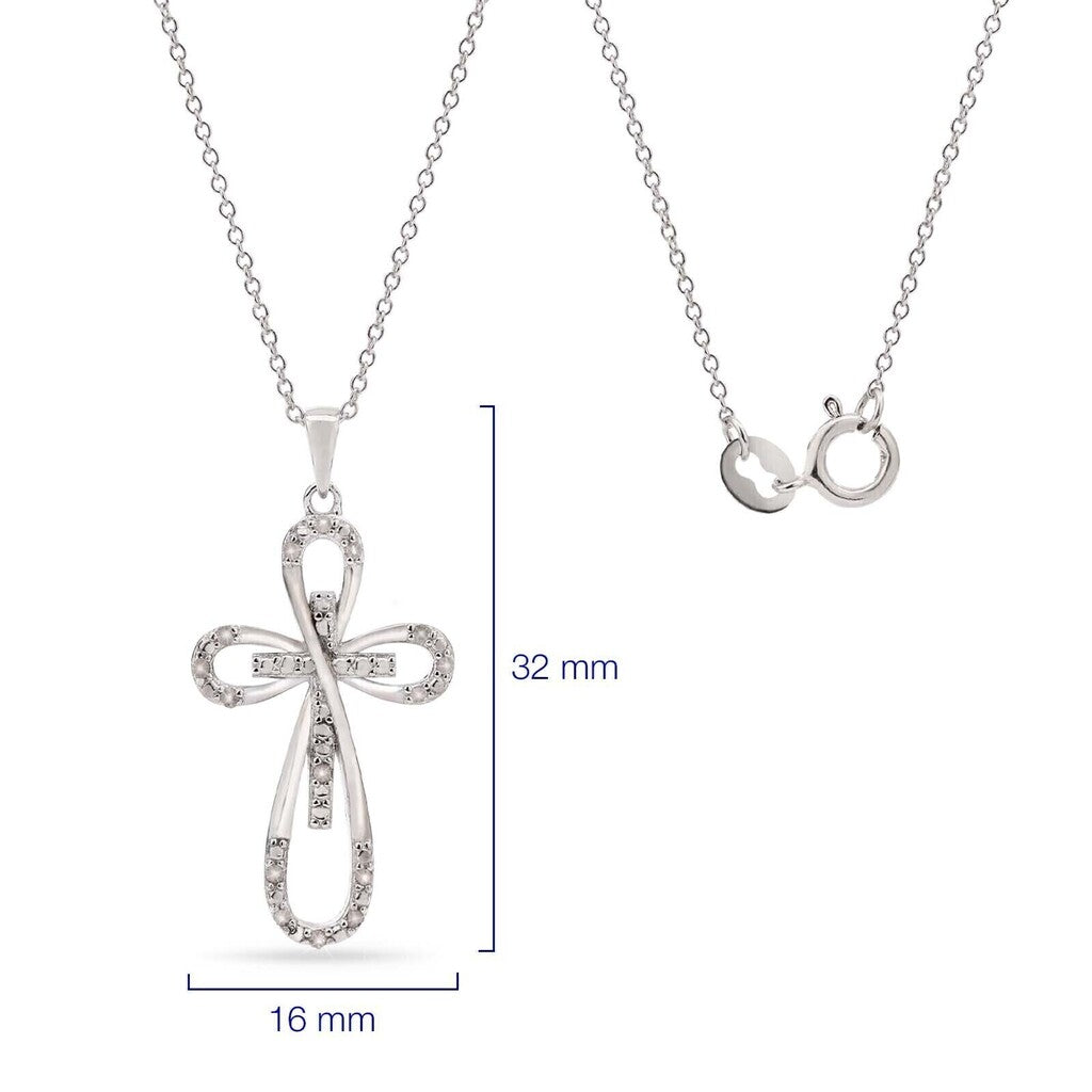 Pingente em Prata 925 Cruz com Diamantes