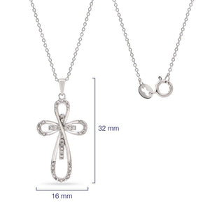 Pingente em Prata 925 Cruz com Diamantes