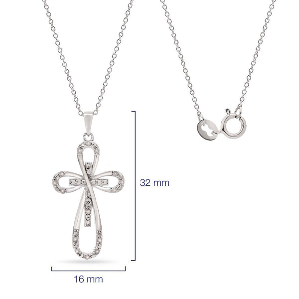 Pingente em Prata 925 Cruz com Diamantes
