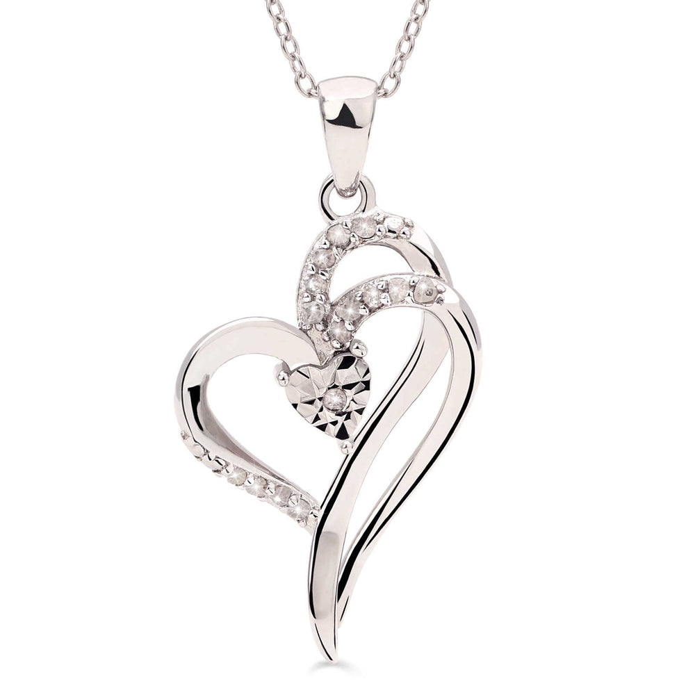 Pingente em Prata 925 Coração com Diamantes