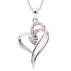 Pingente em Prata 925 Coração com Diamantes
