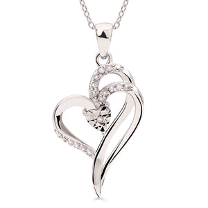 Pingente em Prata 925 Coração com Diamantes