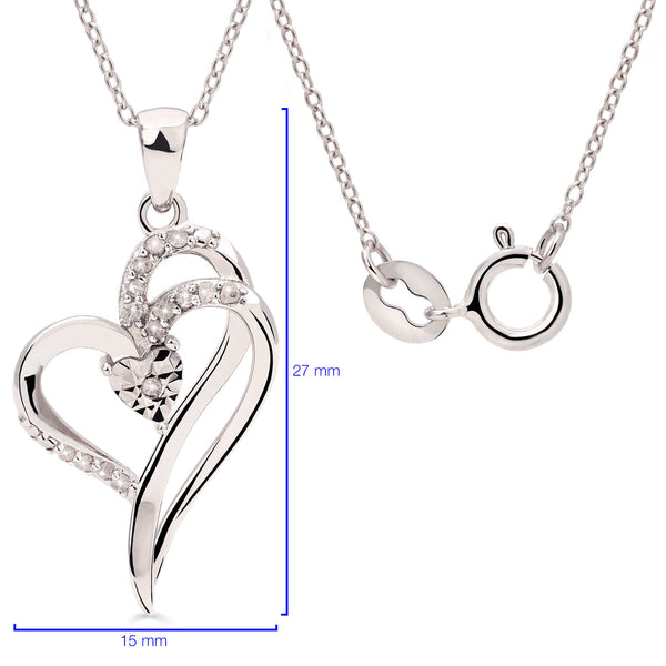Pingente em Prata 925 Coração com Diamantes