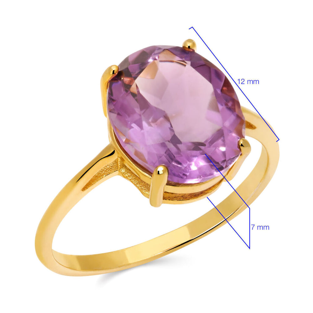 Anel em Prata 925 Oval com Ametista