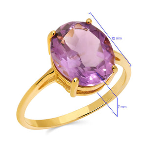 Anel em Prata 925 Oval com Ametista