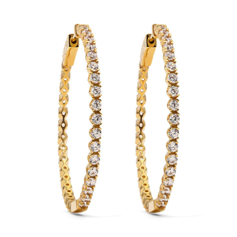 Argola em Prata 925 Argola com Zirconias Banho Ouro Amarelo