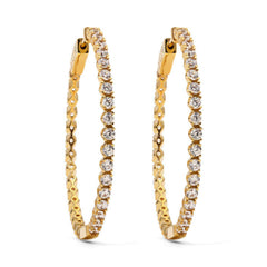 Argola em Prata 925 Argola com Zirconias Banho Ouro Amarelo