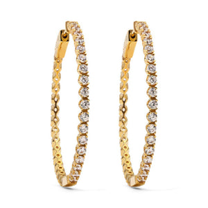 Argola em Prata 925 Argola com Zirconias Banho Ouro Amarelo