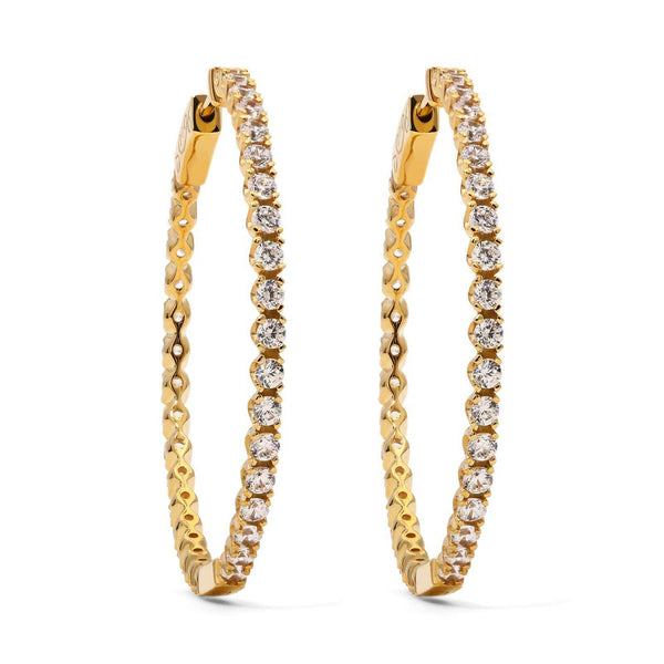 Argola em Prata 925 Argola com Zirconias Banho Ouro Amarelo