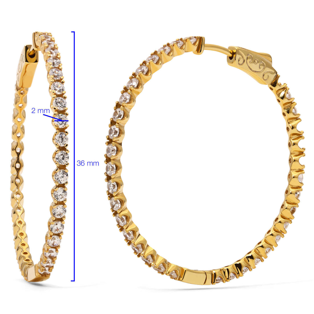 Argola em Prata 925 Argola com Zirconias Banho Ouro Amarelo