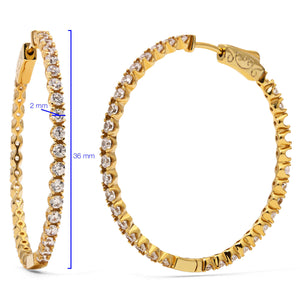 Argola em Prata 925 Argola com Zirconias Banho Ouro Amarelo