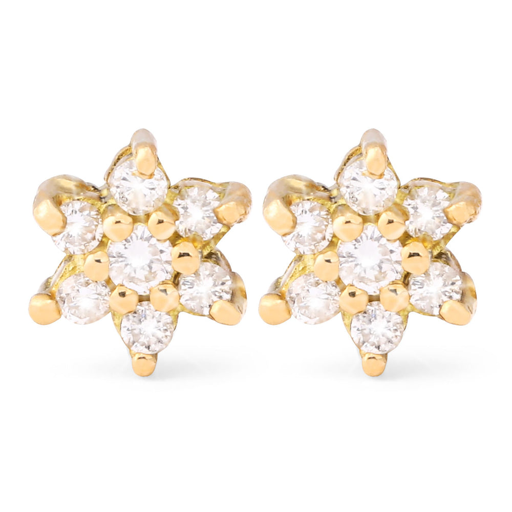 188446 - Par de Brinco em Ouro 18k Flor com Diamantes VS1 Aprox. 22 pts