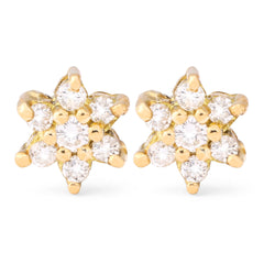 188446 - Par de Brinco em Ouro 18k Flor com Diamantes VS1 Aprox. 22 pts