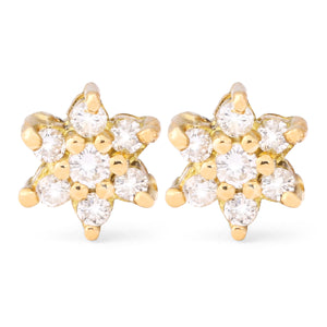 188446 - Par de Brinco em Ouro 18k Flor com Diamantes VS1 Aprox. 22 pts