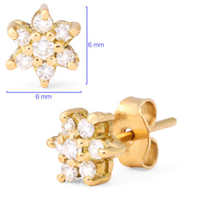 188446 - Par de Brinco em Ouro 18k Flor com Diamantes VS1 Aprox. 22 pts