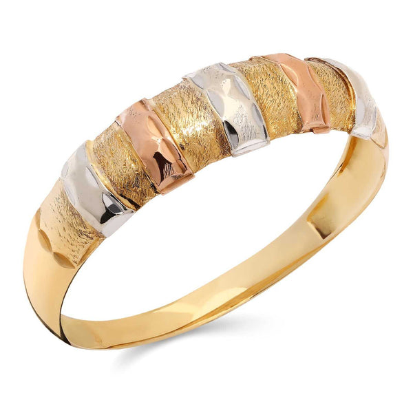 Anel em Ouro 18k Trabalhado com 3 Cores Efeito Diamantado