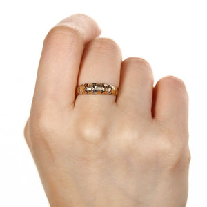 Anel em Ouro 18k Trabalhado com 3 Cores Efeito Diamantado