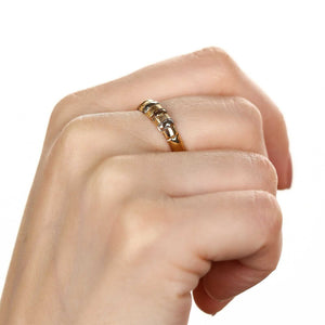 Anel em Ouro 18k Trabalhado com 3 Cores Efeito Diamantado
