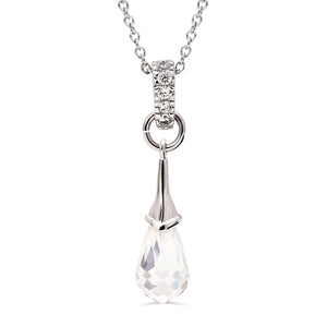Pingente e Par de Brinco em Prata 925 Chandelier com Gota Briolet de Zirconias