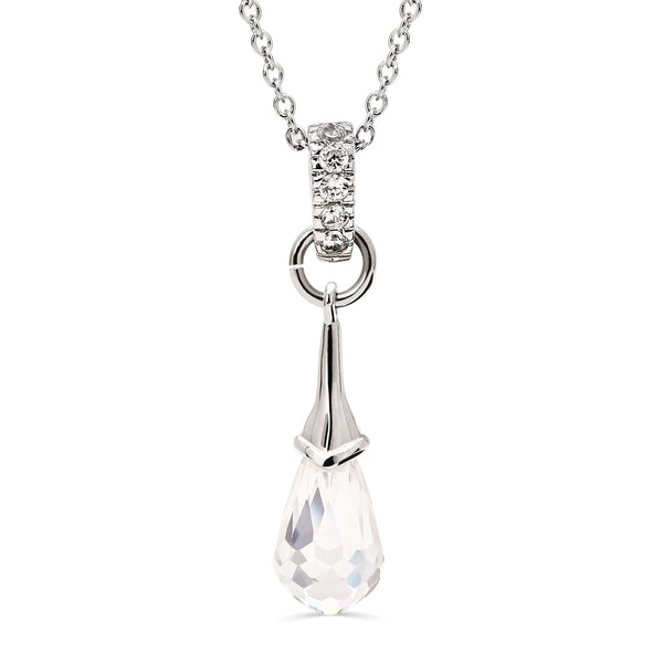 Pingente e Par de Brinco em Prata 925 Chandelier com Gota Briolet de Zirconias