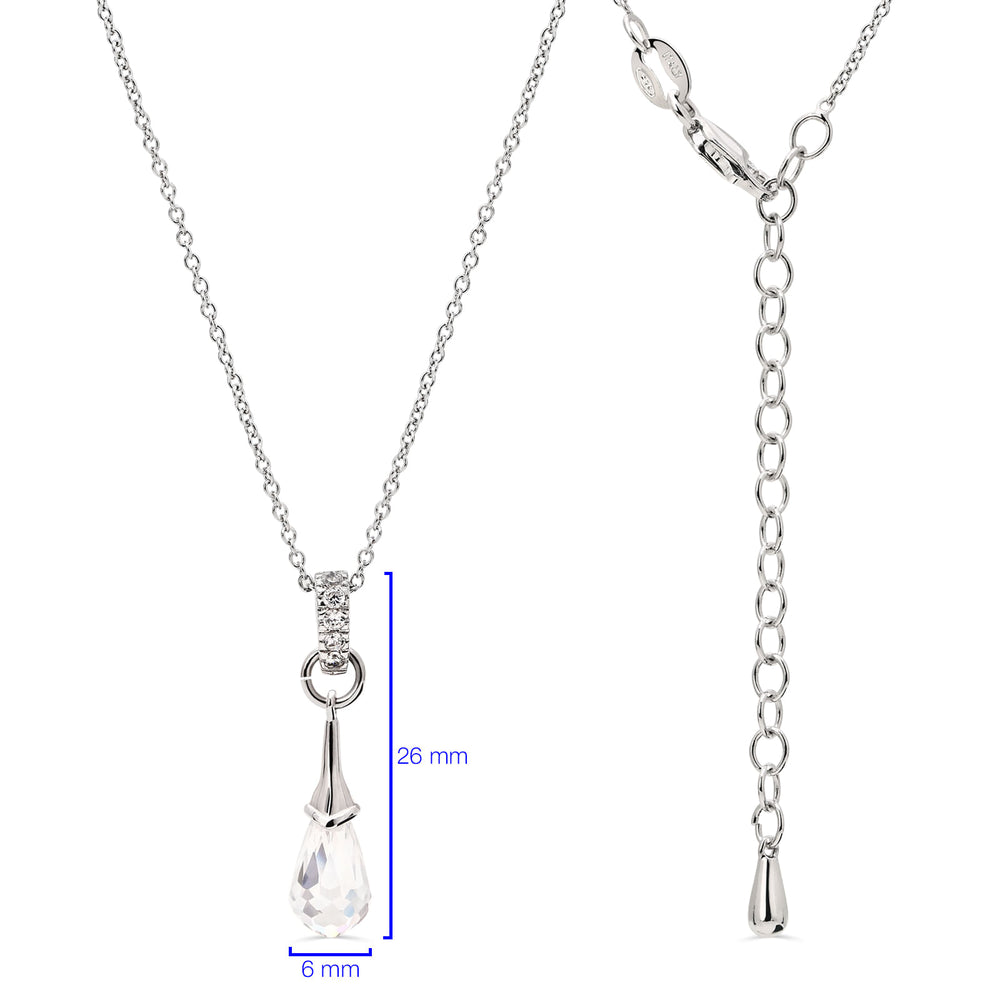 Pingente e Par de Brinco em Prata 925 Chandelier com Gota Briolet de Zirconias