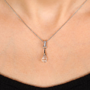 Pingente e Par de Brinco em Prata 925 Chandelier com Gota Briolet de Zirconias