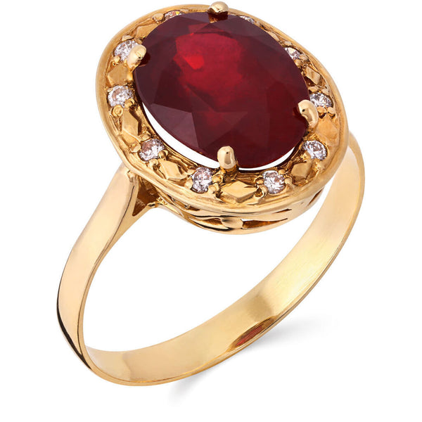 Anem em Ouro Amarelo de Rubi Com Diamantes