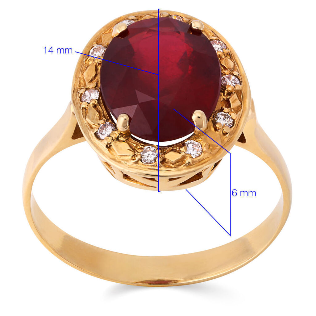 Anel em Ouro Amarelo de Rubi com Diamantes