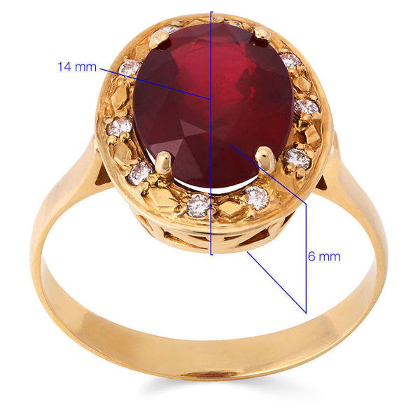 Anem em Ouro Amarelo de Rubi Com Diamantes