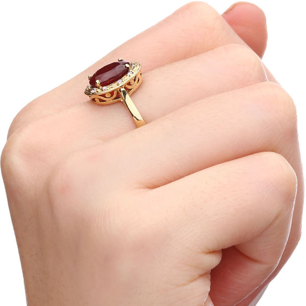 Anem em Ouro Amarelo de Rubi Com Diamantes