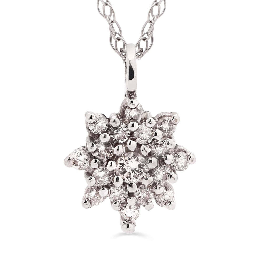 Pingente em Ouro Branco 18k Floquinho com Diamantes