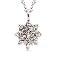 Pingente em Ouro Branco 18k Floquinho com Diamantes