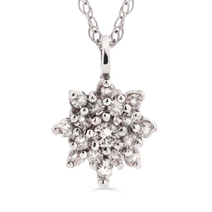 Pingente em Ouro Branco 18k Floquinho com Diamantes
