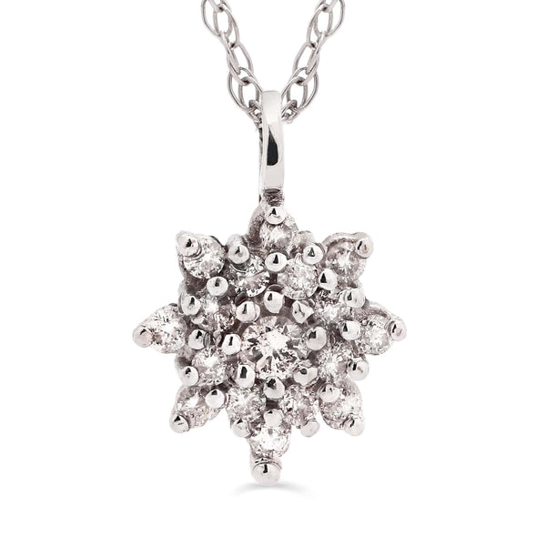 Pingente em Ouro Branco 18k Floquinho com Diamantes