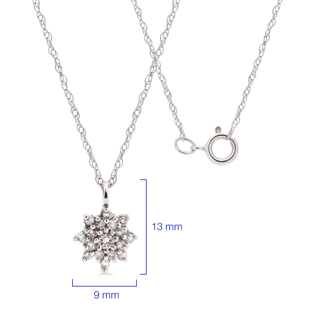 Pingente em Ouro Branco 18k Floquinho com Diamantes