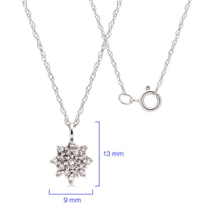 Pingente em Ouro Branco 18k Floquinho com Diamantes