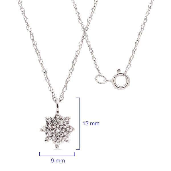 Pingente em Ouro Branco 18k Floquinho com Diamantes