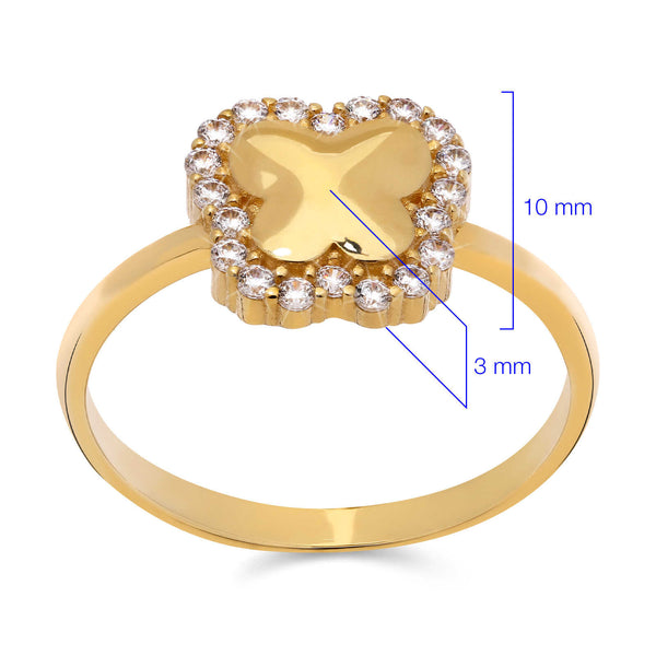 Anel em Ouro Amarelo 18k Borboleta com Zircônia